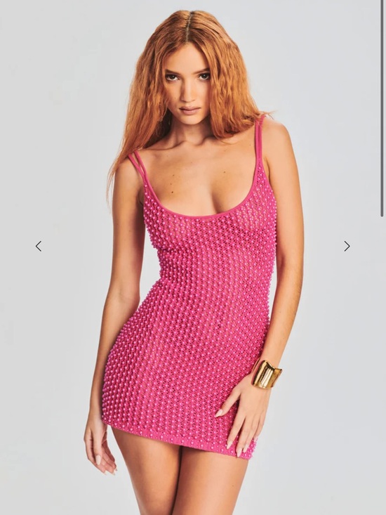 Retrofete Dresses & Skirts - NWT Retrofete Rocco Pink Embellished Mini Dress Small New Crochet